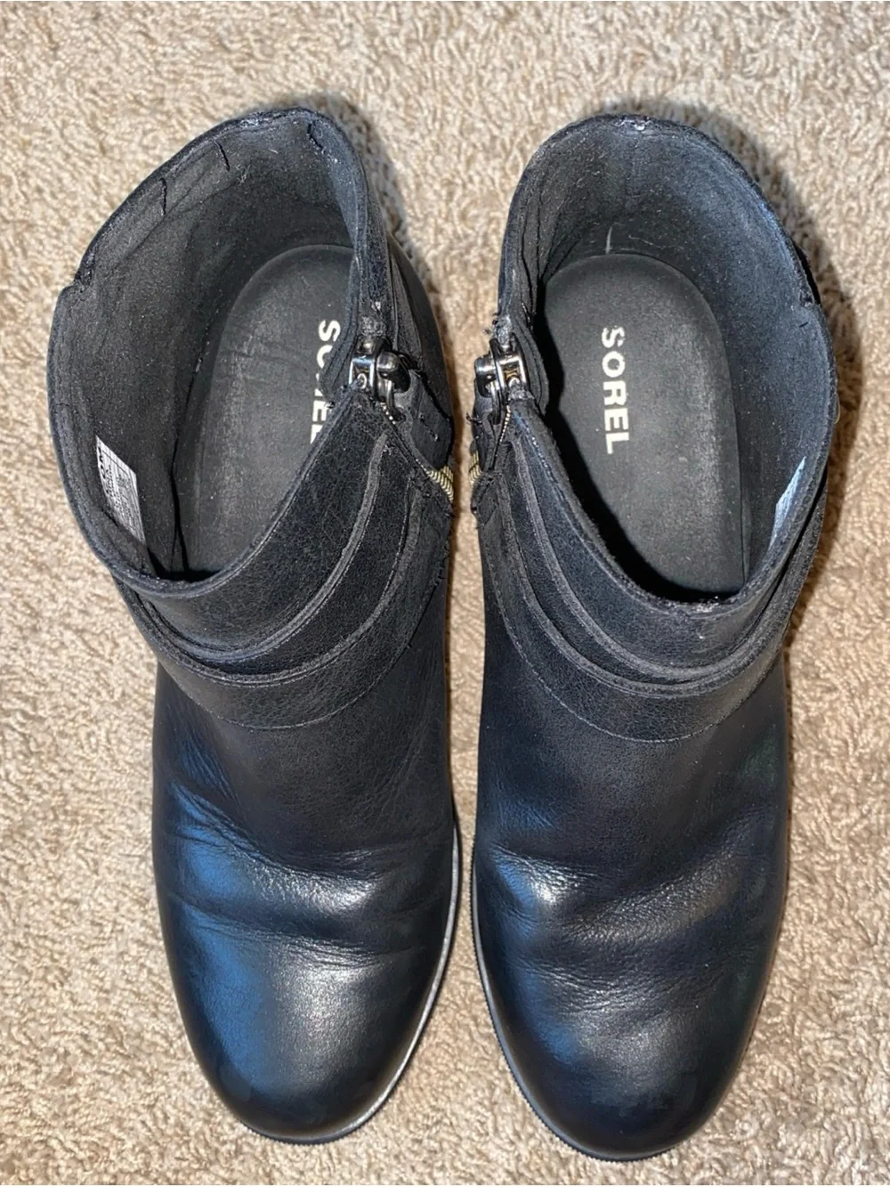 Sorel Joan of Arctic Wedge II Ankle Boots Women's 8 Buckle Black Leather Grunge